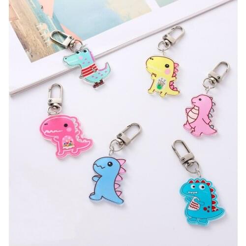 Fashion Cute Chubby Dinosaur Keyring Trinket Schoolbag Decor Pendant Woman Charms Keychain Kids Toy Birthday Party Gift