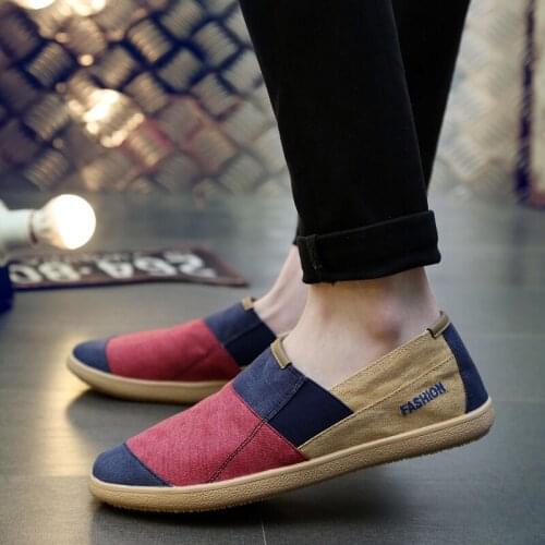 Spring Summer Fashion Splcing Loafers Men Breathable Flat Driving Shoes Unisex Canvas Men Casual Shoes Big Size 46 espadrilles
