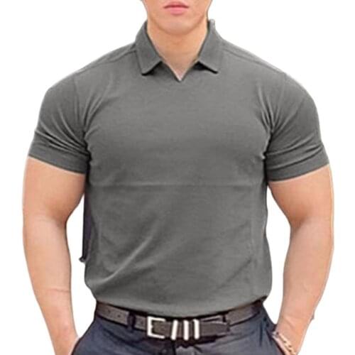 Summer Men Shirts Business Polos Shirts V-neck Skin-friendly Cotton Blend Sexy Men Shirts Sport футболка Mens Clothing 2021
