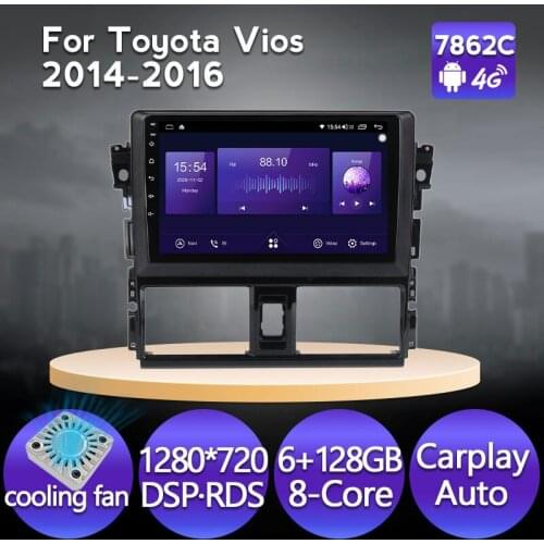 Navifly IPS 1280*720 Android 11 Car Radio Multimedia Player BT FM For Toyota Vios 2014-2016 Auto 8-Core DSP GPS Navigation 4G
