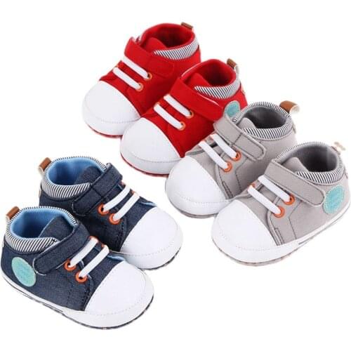 2021 New Fashion Baby Boys Girls Canvas Sneakers Leather Sports Crib Soft First Walker Shoes First Walkers For 0-18month