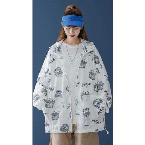 Nice New Sun Protection Women Hooded Coat Summer Breathable Jacket Harajuku Loose Outdoor Sun Protectio Coat Female