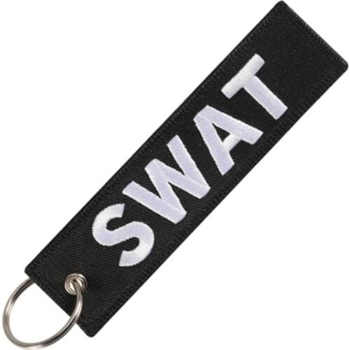 New black on white SWAT computer embroidered European and American popular key chain jewelry lovers backpack small pendant