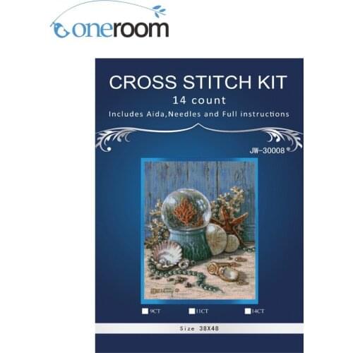 Oneroom 38*48 Sea Animal Counted Cross Stitch Cartoon Cross Stitch 14CT Cross-Stitch Kit Handmade Embroidery Needlework