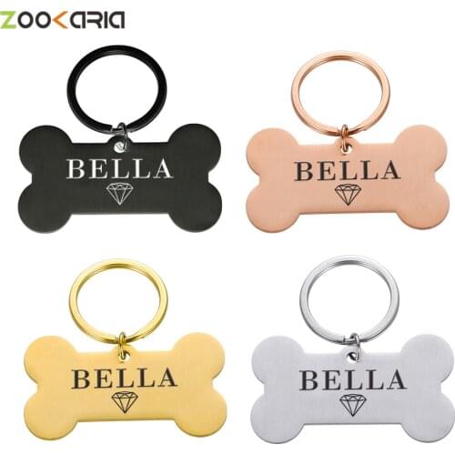 Personalized Golden Bones Pet ID Tag Custom Dog Tags Address For Cat Collar Small Dogs Plates Badge Engraved Puppy Accessories