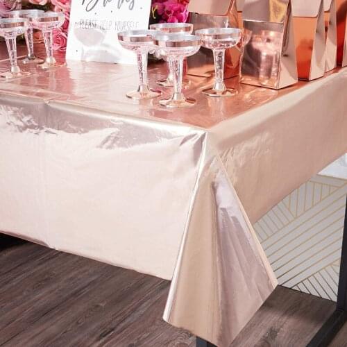 Rose Gold Table Cloth Rectangular Festive Golden Tablecloth Party One-time 274x137cm Cofee Table Decor Wedding Decoration