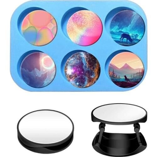 4/6 Cavity Circle Phone Grip Epoxy Resin Mold On Top Phone Socket Silicone Mould DIY Crafts Jewelry Casting Tools