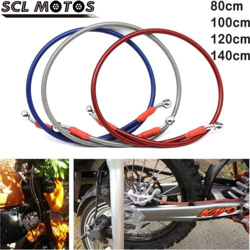 SCL MOTOS 1PC Motorcycle 80cm 100cm 120cm 140cm Braided Steel Hydraulic Reinforce Brake Clutch line Oil Hose Tube