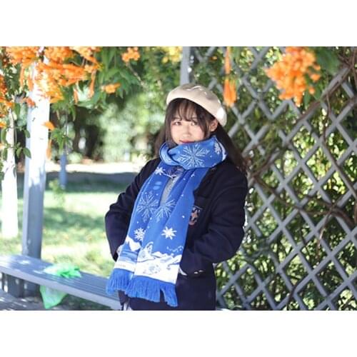 Snow Ice Queen Elsa Cosplay 4.9 Feet Blue Warm Soft Knitting Scarf