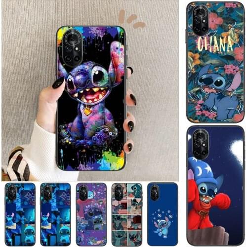Stitch disney Clear Phone Case For Huawei Honor 20 10 9 8A 7 5T X Pro Lite 5G Black Etui Coque Hoesjes Comic Fash design