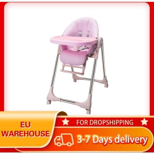 Baby Dining Chair Multifunctional Children Dining Chair Adjustable Removable Foldable Infant Stool Seat PU Cushion With Wheels