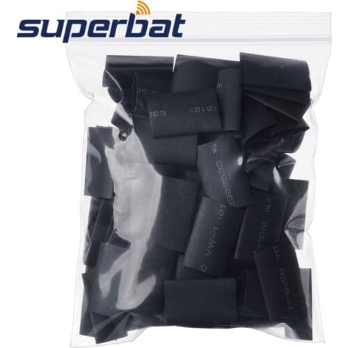 Superbat 100pcs Black Wire Wrap Sleeve 12 mm Dia 30 mm Long Heat Shrink Tubing for RG8 LMR400 Cable