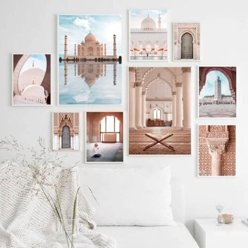 Taj Mahal Sheikh Zayed Mosque Islamic Moroccan Canvas Painting Nordic Posters And Prints Wall Art Pictures For Living Room Decor