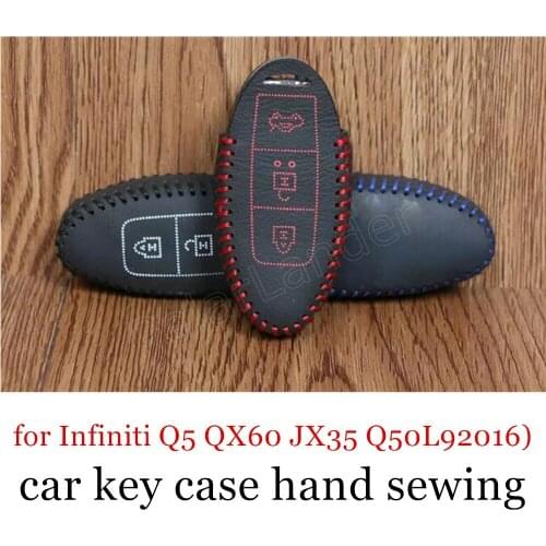 Only Red hot sale fit for Infiniti Q5 QX60 JX35 Q50L92016) Q50(2014) QX6 QX70(2015) hand sewing leather car key case cover