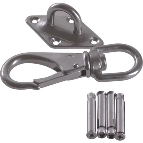 Triangle 304 Stainless Steel 80x50MM U Design Hook M8 Ceiling Hook &Spring Buckle Rigging with M6x60MM Expansion Screws Set of 8