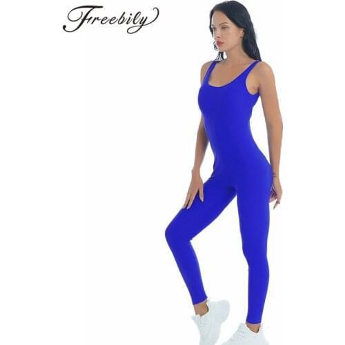 Pure Color Gymnastics Leotards for Women Gym Yoga Fitness Jumpsuit Sleeveless Pads Open Back High Waist Pants Jumpsuits Bodysuit