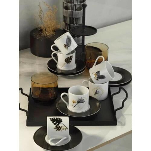 Turkish Coffee 6 Person Coffee Cup Set Porcelain mugs cup royal art painting creative european luxury kitchen decor tea 2021