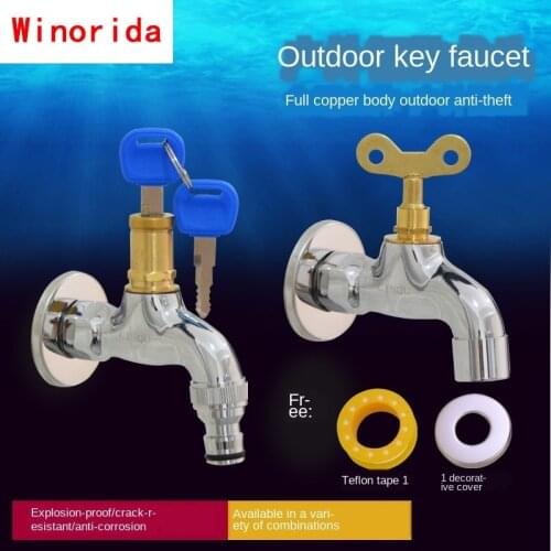 Outdoor Keyed Faucet Outdoor Public Place Washing Machine Car Wash with Lock Anti-theft for Household Use 4 Points Single Cold