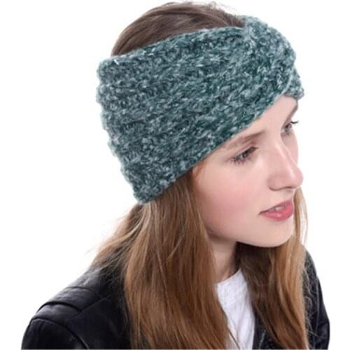 2019 Thread Ear Warm Wide Cross Fall Winter Thick Elastic Headband Twist Solid Crochet Sport Hairband Hair Accessories- XMC-W6