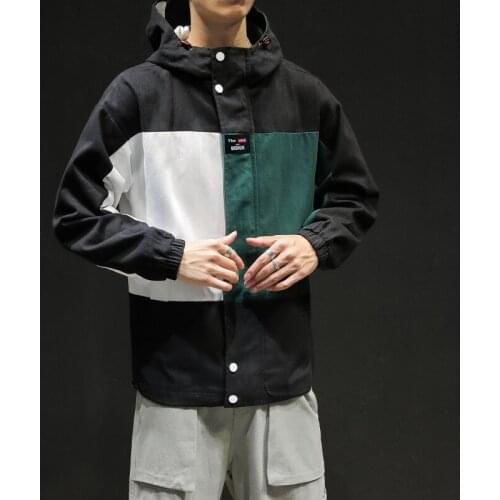 New Mens Windbreaker Jackets Mens Harajuku Zipper Hat 2021 Men Jackets Male Streetwear Japanese Oversize Casual Loose Jacket 5XL