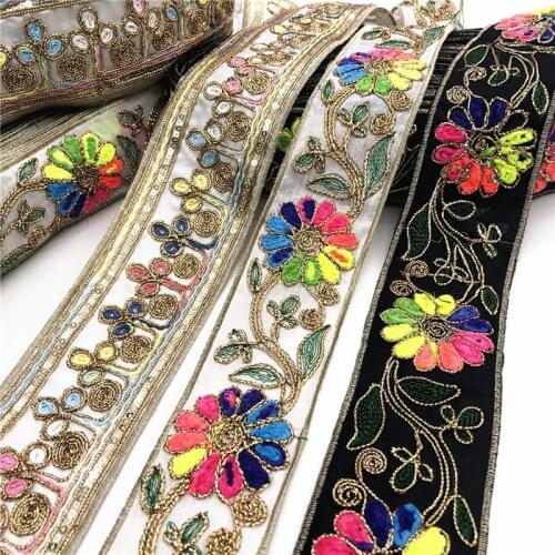 1Yards Embroidery Lace Ribbon Colorful Lace Trims Handmade Sewing Dress Clothes Supplies Decoration DIY Craft