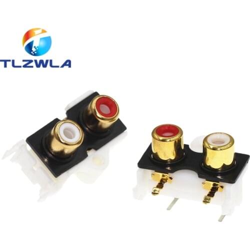 100Pcs Av2-8.4-8 Vertical Pin RCA With Core Socket, 2-Hole Audio Socket, PCB Welded Lotus Socket Connector
