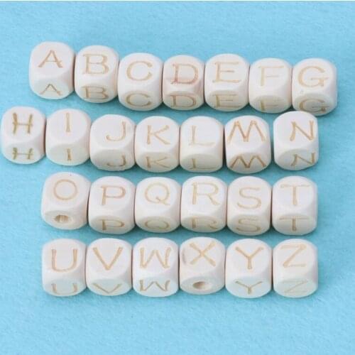 12mm Baby Teething Wood Letter Beads DIY Crafts Accessories Chew Wooden Beads Pacifiers Leashes