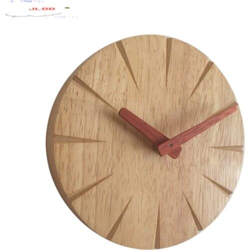 15cm Creative solid wood wall clock living room personality simple modern clock DIY ultra quiet bedroom small wall clock