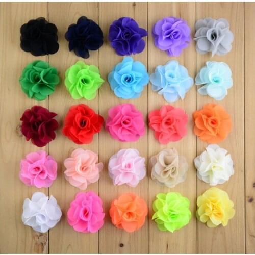 2 Inch 30Colors Chiffon Flower Gilrs Chiffon Flower For Girls Hair Accessories 100Pcs/Lot