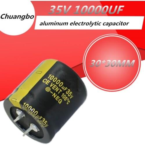2pcs Audio Electrolytic Capacitor 35V 10000UF 30*30MM For Audio Hifi Amplifier High Frequency Low ESR Speaker
