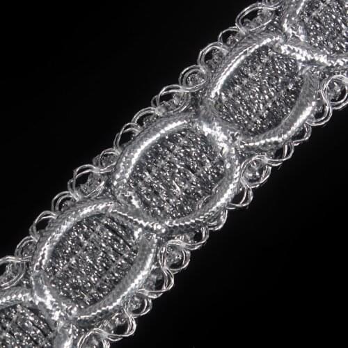 20yard Braided Silver Metallic Lace Ribbon Trim Applique Trimming Tape cinta costura Sewing Accessories for DIY Design T1532