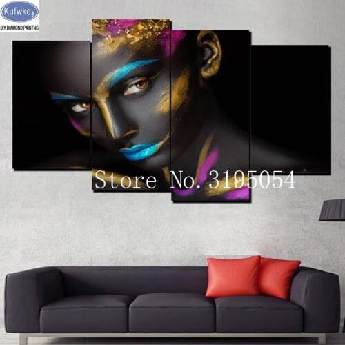 5D,diy,Diamond Painting girl 3 pcs,Color black beauty,Cross Stitch,Full,Diamond Embroidery,3d Mosaic,pattern,beaded embroidery