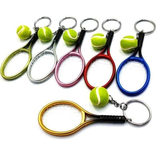 6Pcs Mini Tennis Racket Ball Keychain Pendant Bag Accessories for Bag Sport Advertisement Fans Souvenirs Key Ring