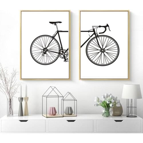 Abstract Minimalist Black and White Bike Nordic Canvas Paintings Poster Print Wall Art Pictures Living Room Home Office Decor