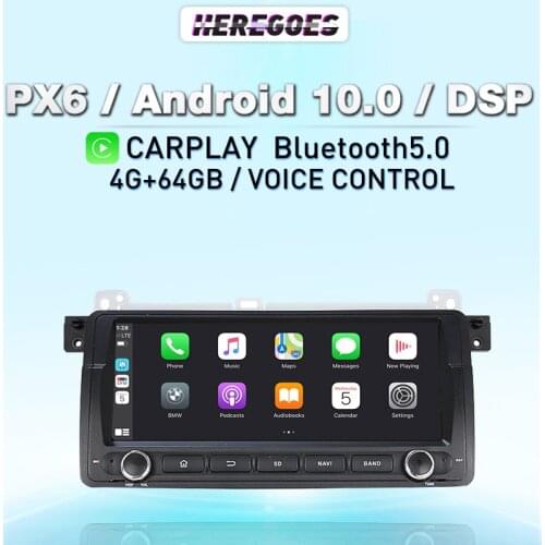 Carplay PX6 Android 10.0 Car Multimedia Video Player For BMW 3 Series E46 M3 318/320/325/330/335 1998 - 2005 4G LTE Stereo Radio