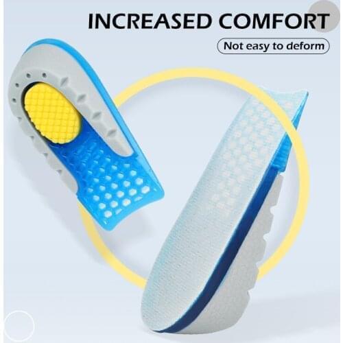 Bangni Inner Heightened Insole Height Increase TPE Jelly Gel Half Shoes Pad Invisible Massaging Feet 1-3cm Lift For Men Women