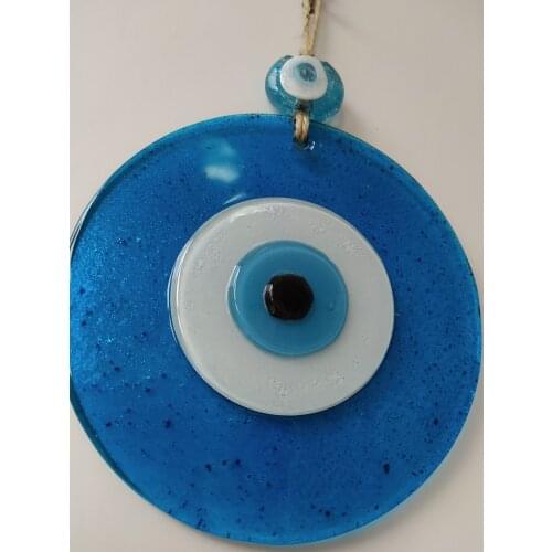 Turquoise Big Evil Eye 12cm Glass Bead Pendant Turkish Handmade Amulet for Wall Hanging Ojo TurcoTalisman Boho Home Decor
