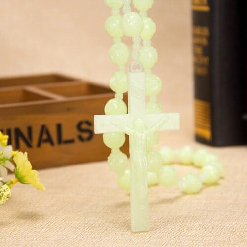 Big Hanging wall large luminous rosary cross Catholic prayer beads Christian church household furnishings