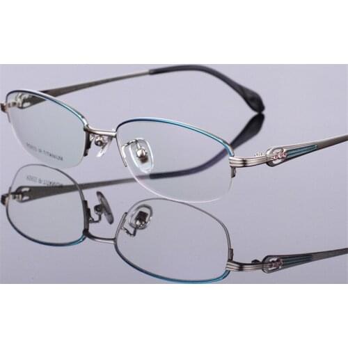 Brand genuine Pure titanium glasses For women Fashionable half frame glasses The ultra light metal Prescription glass frame 933