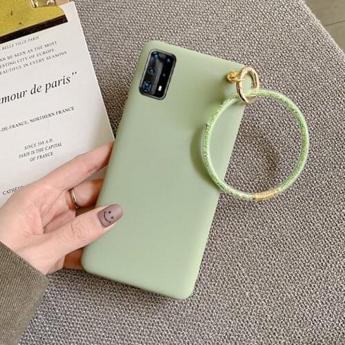 For Huawei P40 Pro P30 P20 Lite Mate 20 30 Nova 4e 3e 5T Y9S Case Wristband Hand Strap Band Matte Soft Back Cover Funda Coque