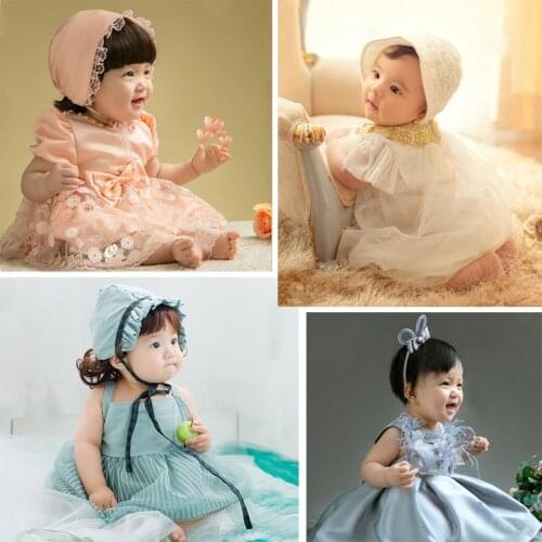 1 Year Girl Photography Dresses Princess Lace Tutu Dress Headwear Sets Toddler Kids Photo Clothing Costumes Outfits