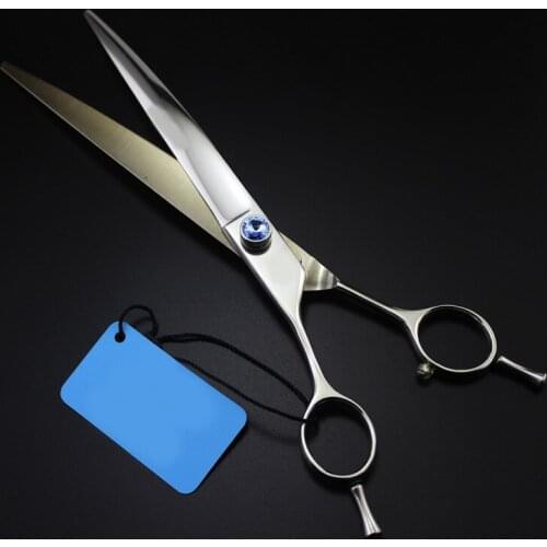 8" Sharp Blade Curved scissors left hand pet dog cat grooming Custom logo/name Hairdressing Japan 440c imported cutting shears