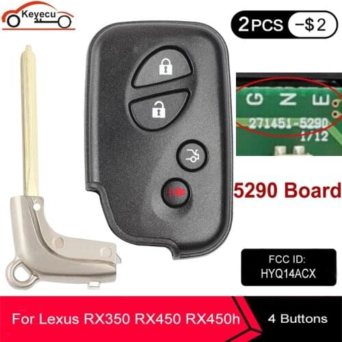 KEYECU Smart Car Remote Key 312.2/314.3/315.2/433.92MHZ for Lexus RX350 RX450 RX450h GX460 LX570, HYQ14ACX, 271451-5290 G N E