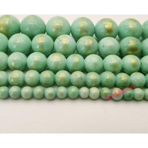 Natural Golden Rainbow Jades Round Loose Stone Beads 4 6 8 10 12mm DIY Gold Light Green Color Stone Beads For Jewelry Making