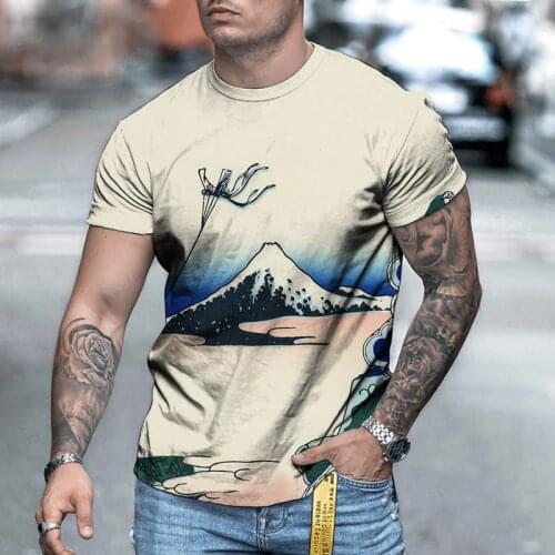 Summer new landscape pattern mens t-shirt O-neck t-shirt summer fashion top mens plus size streetwear mens landscape 3D t-shi