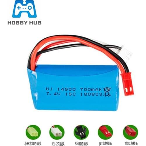 7.4V 700mAh Lipo battery For FT007 Remote control boat speedboat FX059 F1 Syma Remote control aircraft Li-po 2s 7.4 14500
