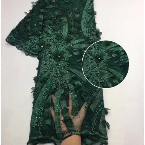 Fashion 3D Flower Nigeria Lace Fabric High Quality Beads African Lace Fabric Wedding Dress African French Tulle Lace ZX3558