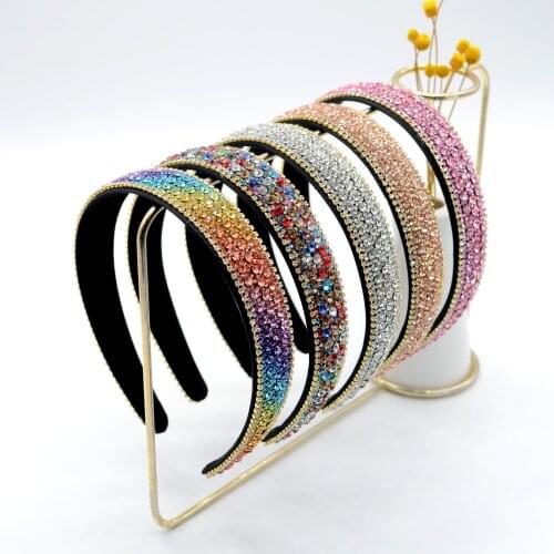 New Colorful Bling Bling Rhinestones Headbands For Women Luxury Shiny Padded Diamond Crystal Hair Bands Party Hair Accessories
