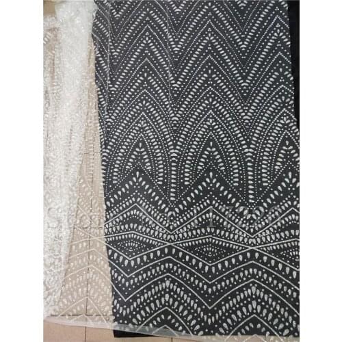 New design glued glitter lace fabric fashion African tulle lace fabric JRB-72109 with glitter in clear white color