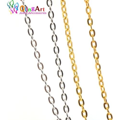OlingArt 3M 4MM Gold /Silver Plated Flattened Oval Shape Cross Link Chains For bracelet necklace DIY Jewelry Accessories making